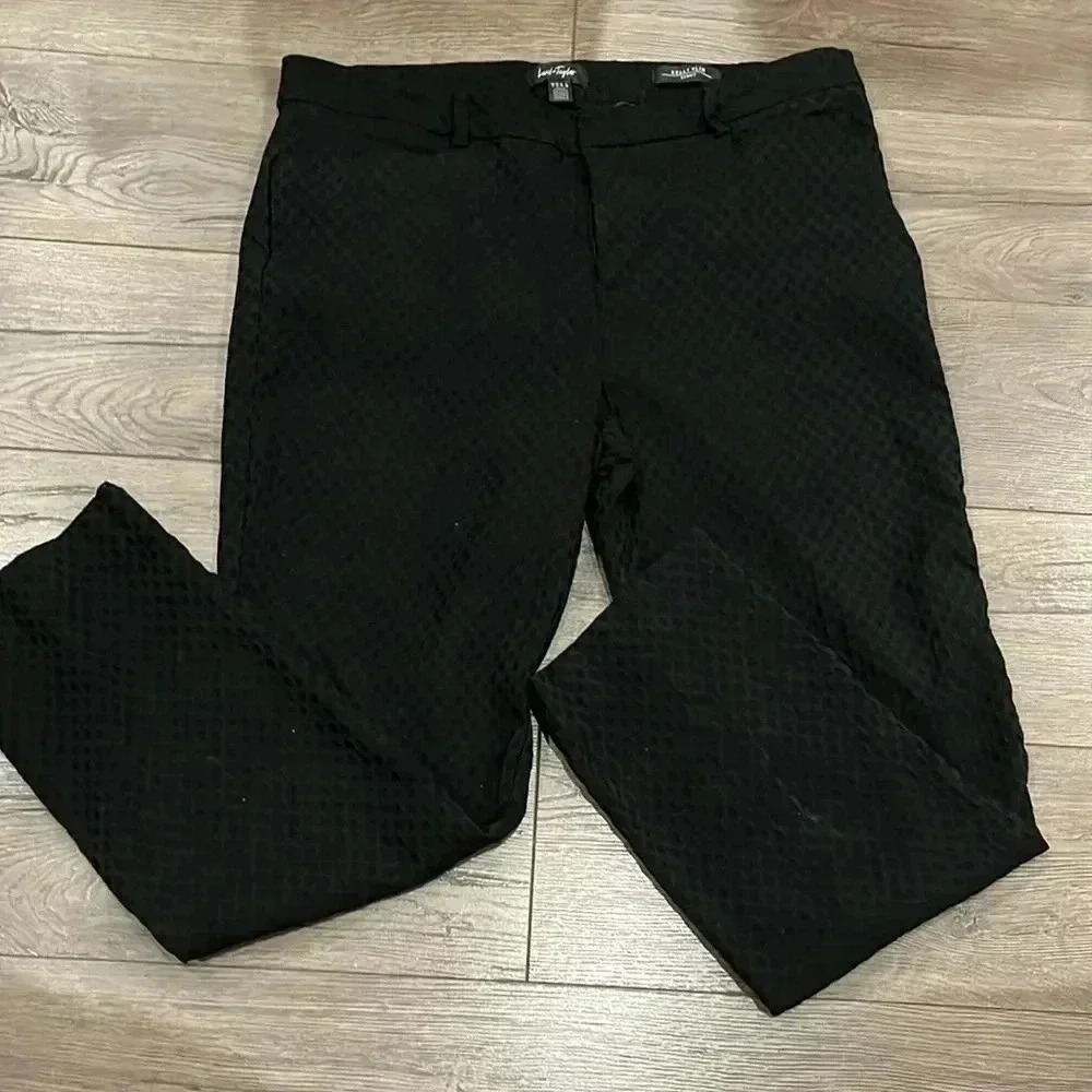 [16]Lord& Taylor Kelly Slim Estoit Black patterned Stretchy  Crop Pants